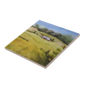 Hügelbauernhöfe mit rollenden Feldern und Scheunen Fliese (Seite)