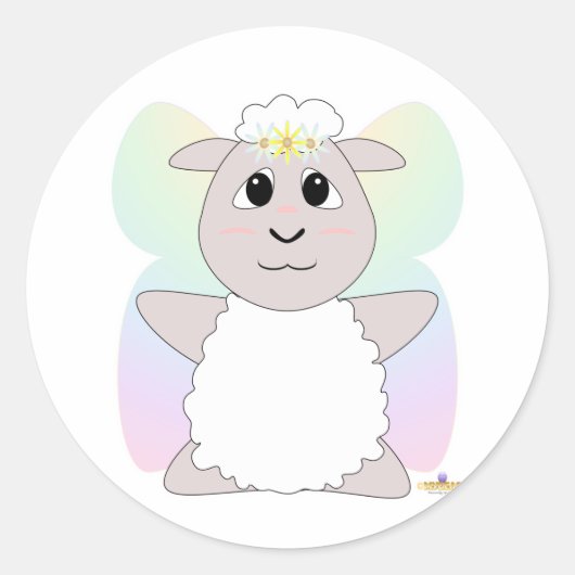 Huggable Fairy White Sheep Runder Aufkleber (Vorderseite)