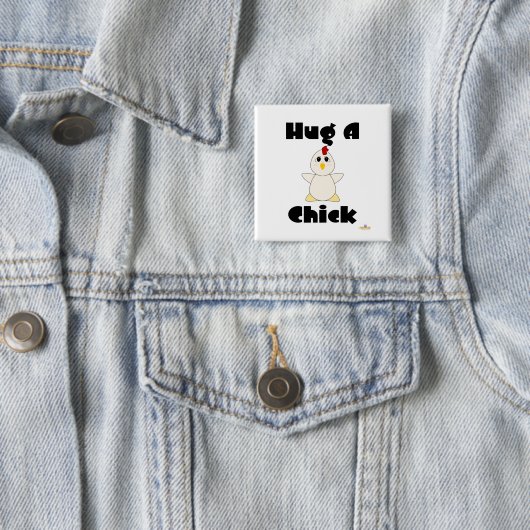 Huggable weiße Hühnchen umarmen Küken Button (Beispiel)