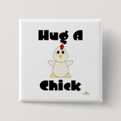 Huggable weiße Hühnchen umarmen Küken Button (Vorderseite)