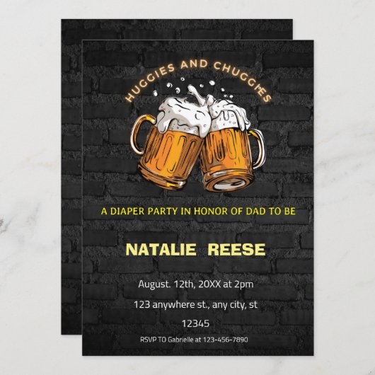 Huggies and Chuggies Vater Diaper Einladung (Vorne/Hinten)