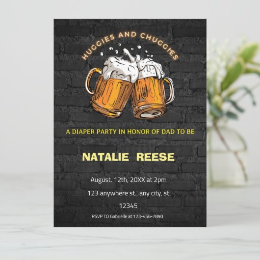 Huggies and Chuggies Vater Diaper Einladung (Stehend Vorderseite)