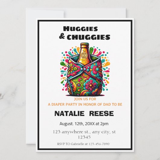 Huggies and Chuggies Vater Windeln Party Einladung (Vorderseite)