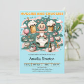 Huggies und Chuggies jubeln der Vaterschaft Einladung (Stehend Vorderseite)