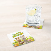 Hugging Bunnies - Frohe Ostern Rechteckiger Pappuntersetzer (Vor Ort)