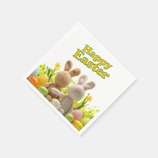 Hugging Bunnies - glückliches Ostern Serviette (Ecke)