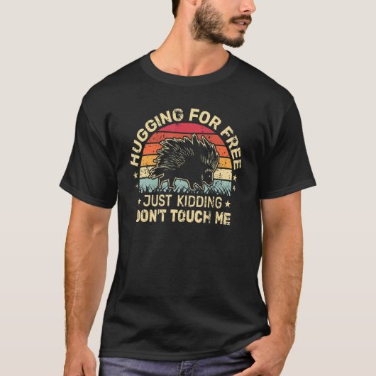 Hugging For Free Rodents Porcupine retro for men T-Shirt (Vorderseite)