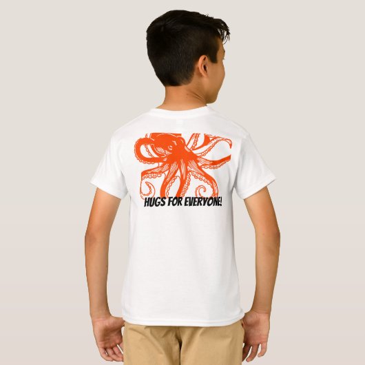 Hugging orange Octopus Kids T-Shirt (Schwarz voll)