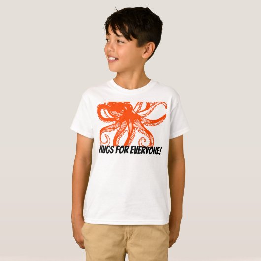 Hugging orange Octopus Kids T-Shirt (Vorne ganz)