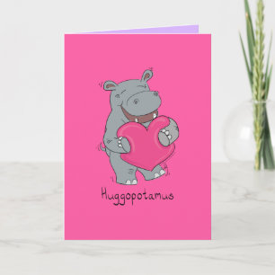 Huggopotamus Valentinstag Hippo-Karte Rosa Karte