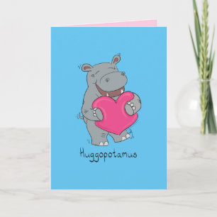 Huggopotamus Valentinstag Nilpferd Karte Blau