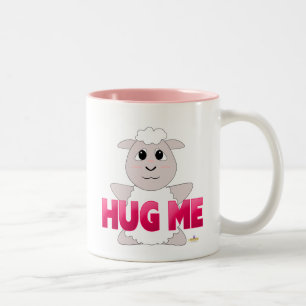 Huggy White Sheep Pink Umarmung Zweifarbige Tasse