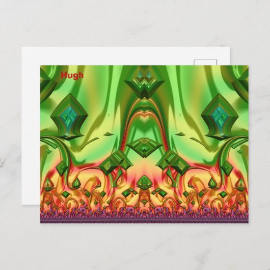 HUGH ~ 3D Design Pattern ~ Weihnachtsfarben~ Postkarte (Vorne/Hinten)