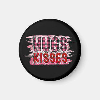 Hugh and Kisses Black Background Magnet