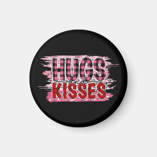 Hugh and Kisses Black Background Magnet (Vorne)
