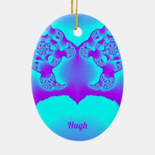 HUGH ~ EASTER EGG ~ mehrfarbiges Fraktal ~ Keramik Ornament (Hinten)