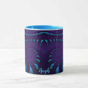 HUGH ~ GLOSSY 3D Zany Blue Fraktal ~ Tassen