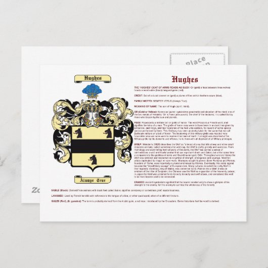 Hughes (Bedeutung (Englisch)) Postkarte (Vorne/Hinten)
