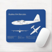 Hughes H-4 Hercules Spruce Goose - Flugzeugpläne Mousepad (Mit Mouse)