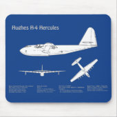 Hughes H-4 Hercules Spruce Goose - Flugzeugpläne Mousepad (Vorne)