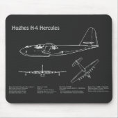 Hughes H-4 Hercules Spruce Goose - Flugzeugpläne Mousepad (Vorne)