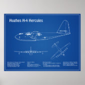 Hughes H-4 Hercules Spruce Goose - Flugzeugpläne Poster (Vorne)
