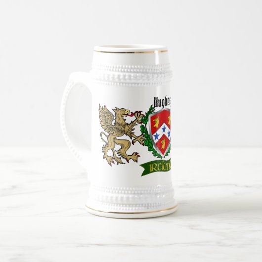 Hughes Irish Shield Beer Stein Bierglas (Vorderseite Links)
