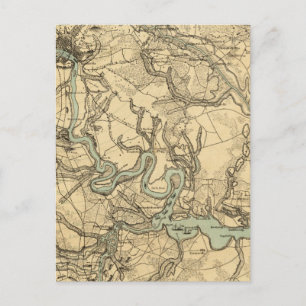 Hughes Military Map von Richmond und Petersburgh Postkarte
