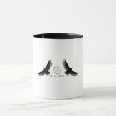 Hugin & Munin | Vegvisir | Odins Raben | schwarz Tasse (Zentrum)