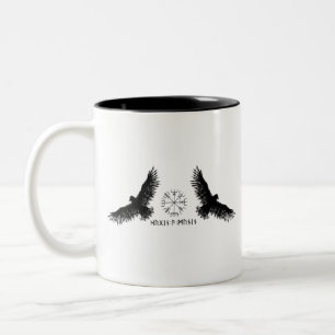Hugin & Munin   Vegvisir   Odins Raben   schwarz Zweifarbige Tasse