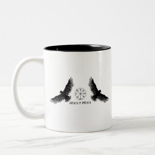 Hugin & Munin | Vegvisir | Odins Raben | schwarz Zweifarbige Tasse (Links)