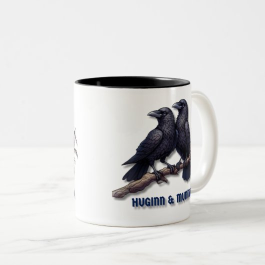 Huginn und Muninn Tasse, Odins Ravens Zweifarbige Tasse (VorderseiteRechts)