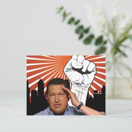 Hugo Chavez - Hugo Salutes Postkarte (Stehend Vorderseite)