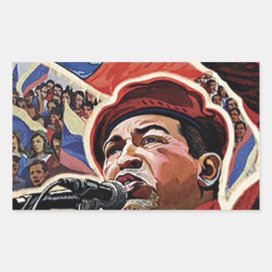 Hugo Chavez - Stil der Cartoon Revolution Rechteckiger Aufkleber (Vorderseite)
