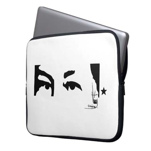 Hugo Chavezs Augen u. Unterzeichnung Laptopschutzhülle (Vorderseite Links)