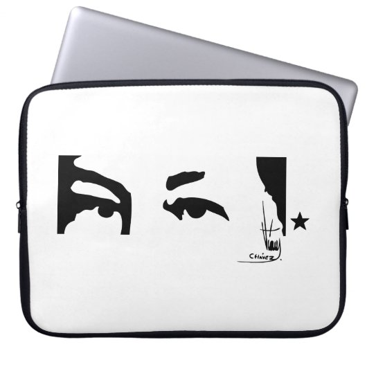 Hugo Chavezs Augen u. Unterzeichnung Laptopschutzhülle (Vorderseite)