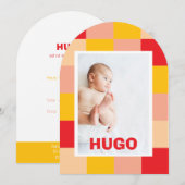 Hugo-Geburtsmeldung Einladung (Vorne/Hinten)