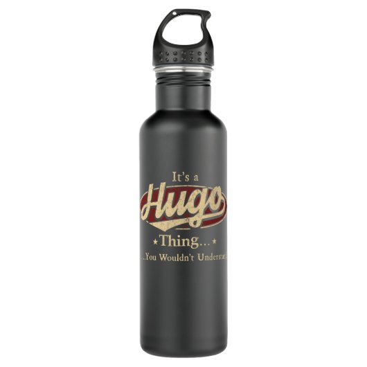 Hugo Sache Name Wasser Flasche Edelstahlflasche (Vorderseite)