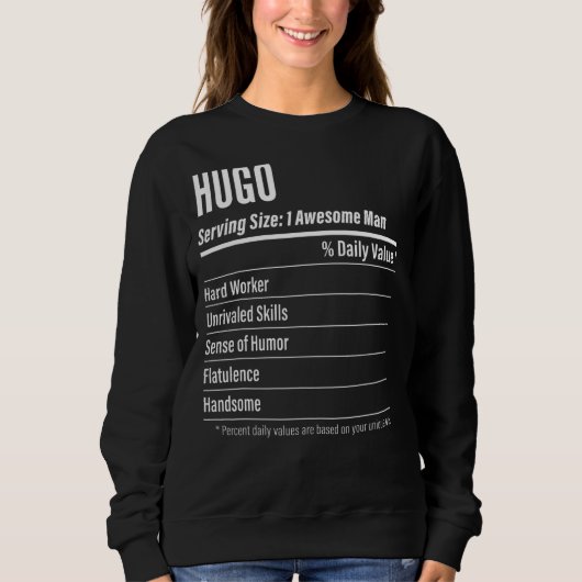 Hugo Serving Size Nutrition Label Kalorien Sweatshirt (Vorderseite)