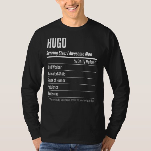 Hugo Serving Size Nutrition Label Kalorien T-Shirt (Vorderseite)