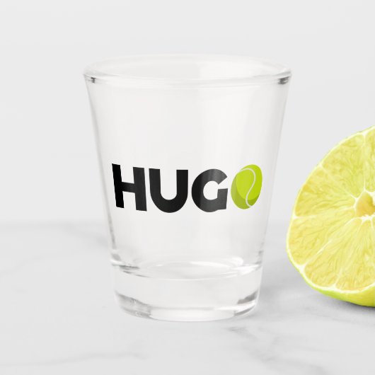 Hugo Tennis Schnapsglas (Vorderseite)