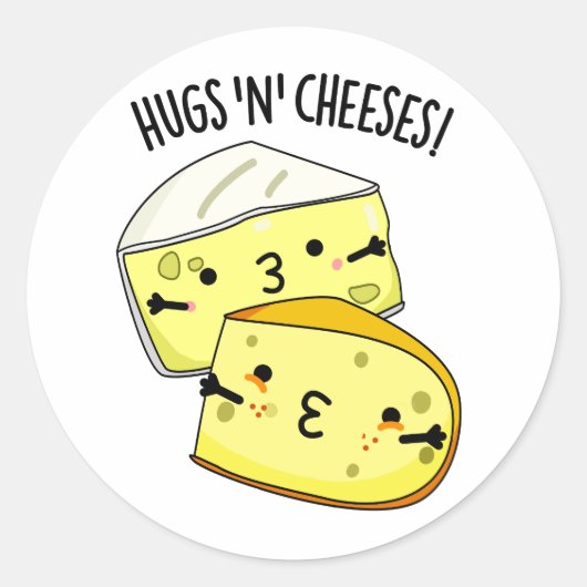 Hugs and Cheeses Funny Cheese Puff Runder Aufkleber (Vorderseite)