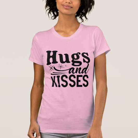Hugs and Kisses Cute Valentine Heart Typography T-Shirt (Vorderseite)