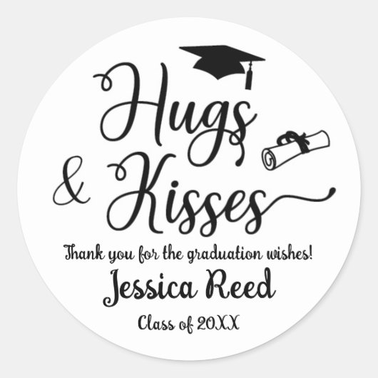 Hugs and Kisses Graduation Party Sticker (Vorderseite)