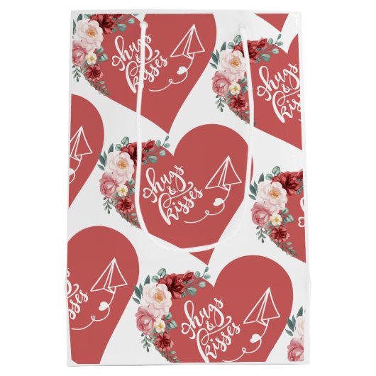 Hugs and Kisses Heart Mittlere Geschenktüte (Rückseite)