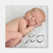 Hugs and Kisses in Silver Baby Foto Magnet (Vorne)