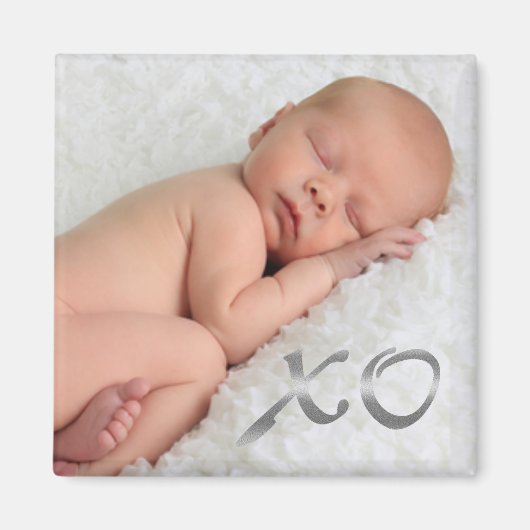 Hugs and Kisses in Silver Baby Foto Magnet (Vorne)