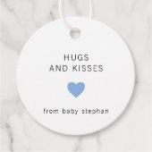 Hugs and Kisses Modern Blue Boy Baby Shower Geschenkanhänger (Vorderseite)