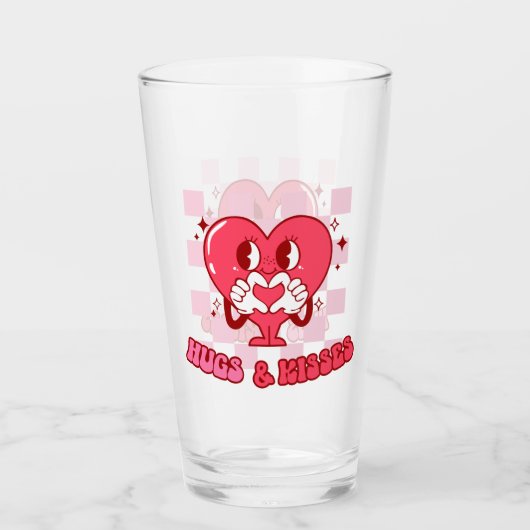 "Hugs and Kisses" | Niedliches und liebenswertes r Glas (Vorderseite)