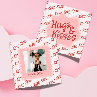 Hugs and Kisses Photo Valentine's Classroom Card Mitteilungskarte